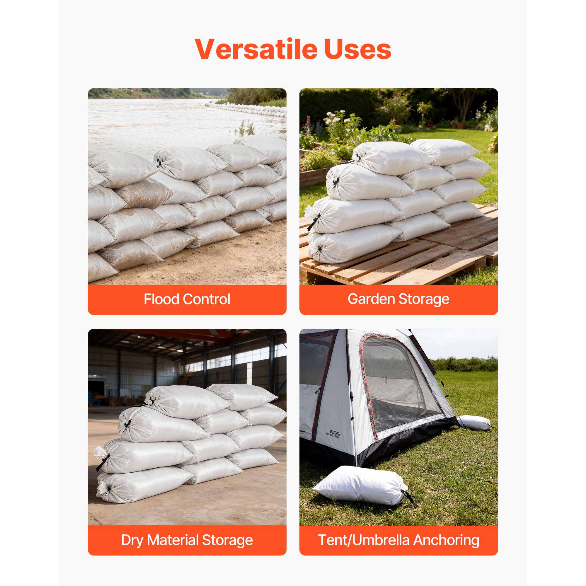 Boş Kum Torbaları, 100 Paket 1 - Flood Barrier Bag incelemesi ve fiyatı